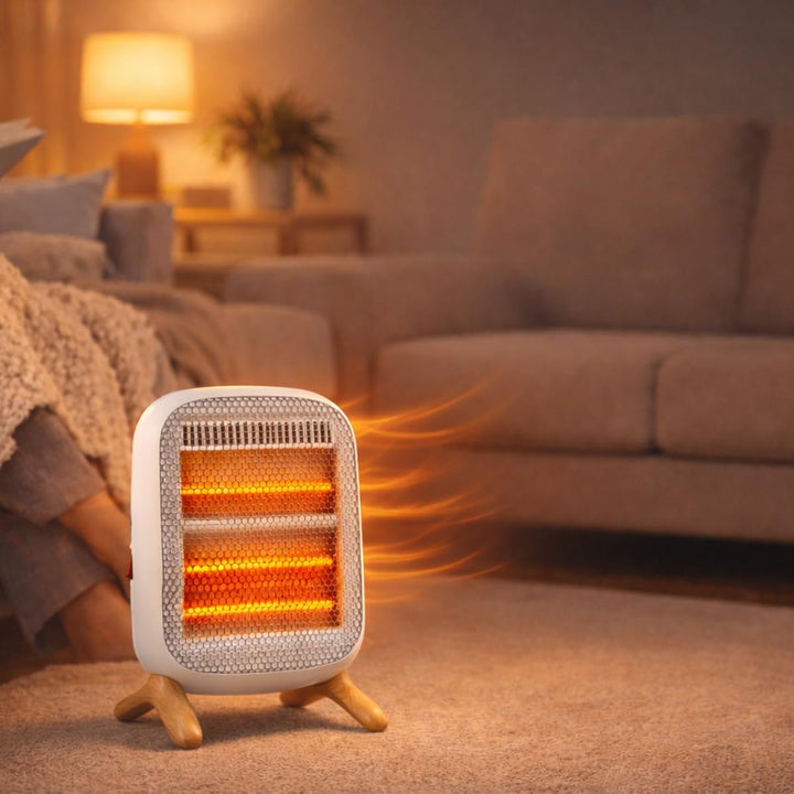Cecotec ReadyWarm 1200 Infrarot-Heizstrahler, 1200 W, 3 Heizstufen, seitliche Schalter, Tragegriff,