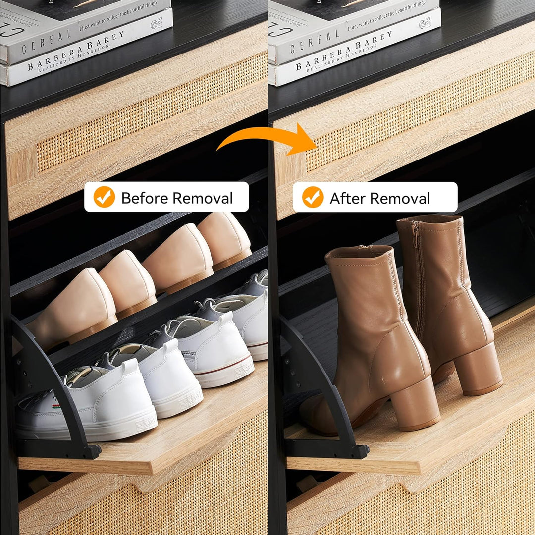 Garvee Schuhschrank schmal Schuhkommode mit 2 Klappen Schuhschrank mit 4 Einstellbar Ablageflächen -
