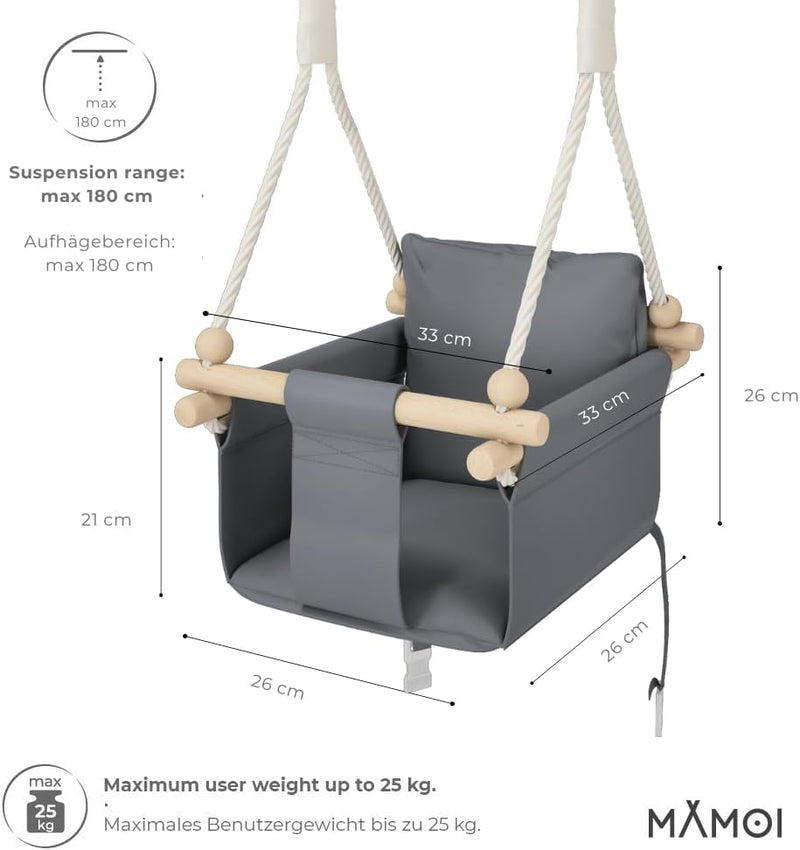 MAMOI® Babyschaukel, Baby schaukel Indoor, Kinderschaukel aus Holz, Holzschaukel für Kinder, Schauke