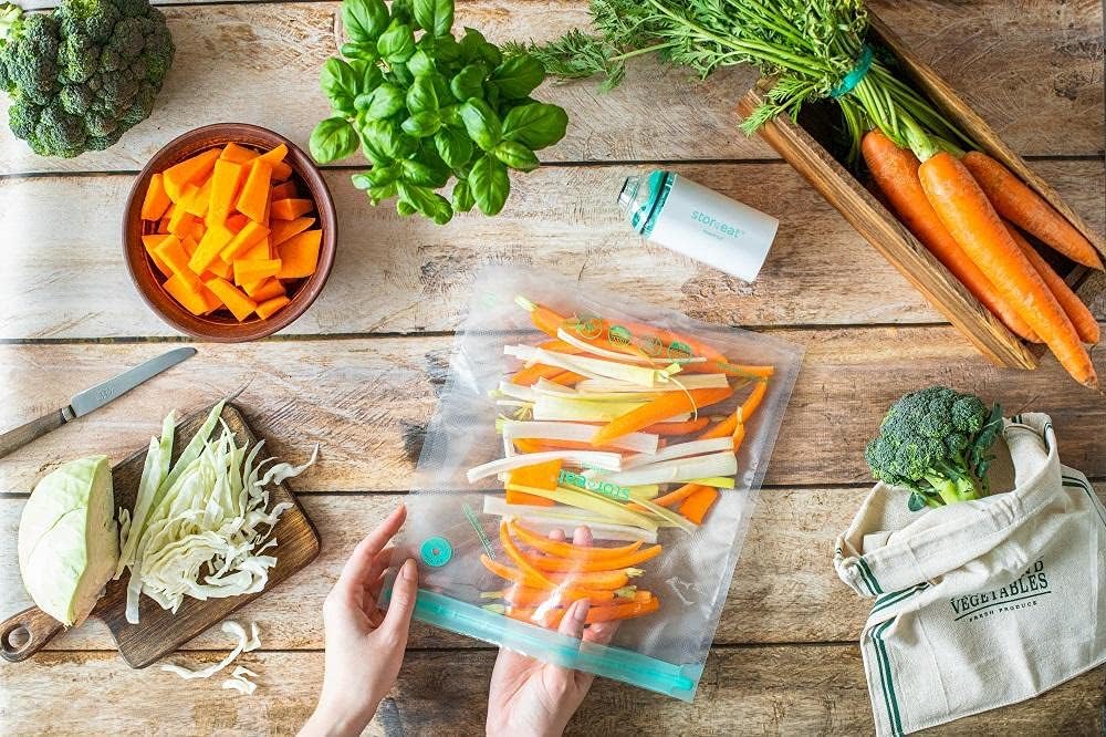Mastrad – 1 Vakuumgarer-Set Stor'eat – Zusammensetzung 5 Beutel à 1,3 l + 5 Beutel à 3 l – 1 Vakuump