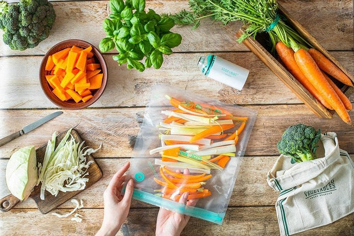 Mastrad – 1 Vakuumgarer-Set Stor'eat – Zusammensetzung 5 Beutel à 1,3 l + 5 Beutel à 3 l – 1 Vakuump