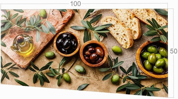 GRAZDesign Spritzschutz Küchenrückwand Glas Küche für Herd &amp; Küchenspüle, Holzoptik mit Oliven | Gla
