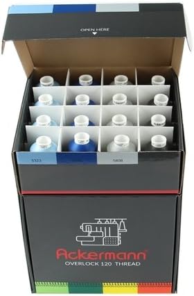 Ackermann Bauschgarn/texturiertes Garn 64x 1000m (Kone) Sortiment, Farbenmix, Garn für Overlock und