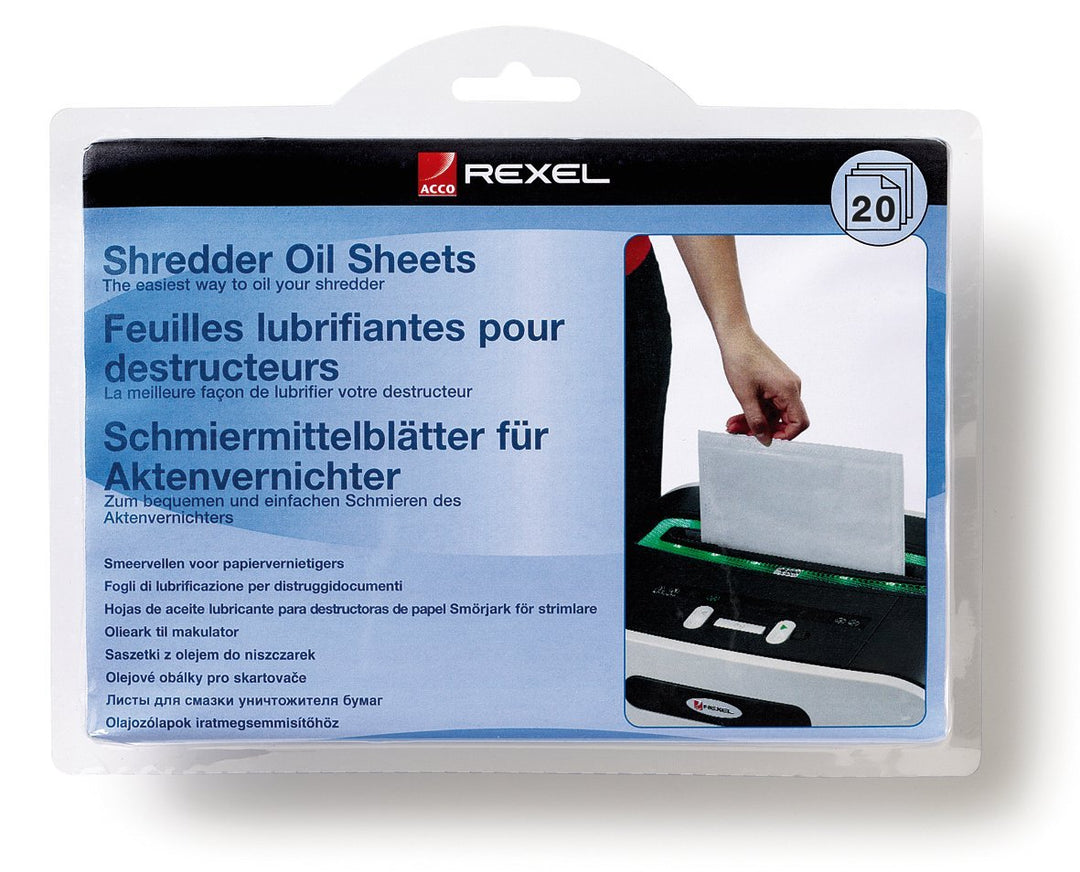 Rexel Ölblätter für Aktenvernichter, 20 Stück, A5 Format, Zur Aktenvernichter-Wartung, 2101949, Weis
