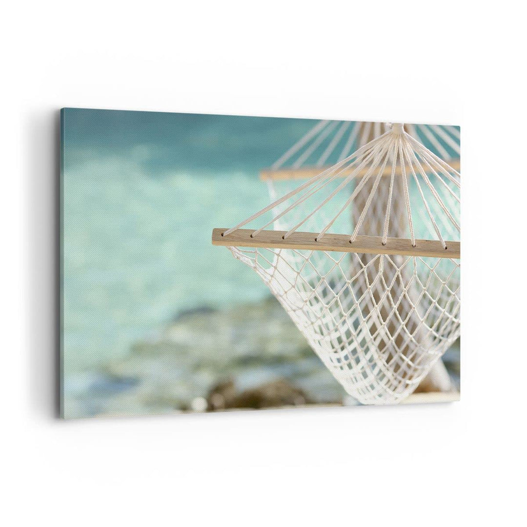Bilder auf Leinwand 100x70cm Leinwandbild Reise hängematte tropisch strand Gross Wanddeko Bild Schla