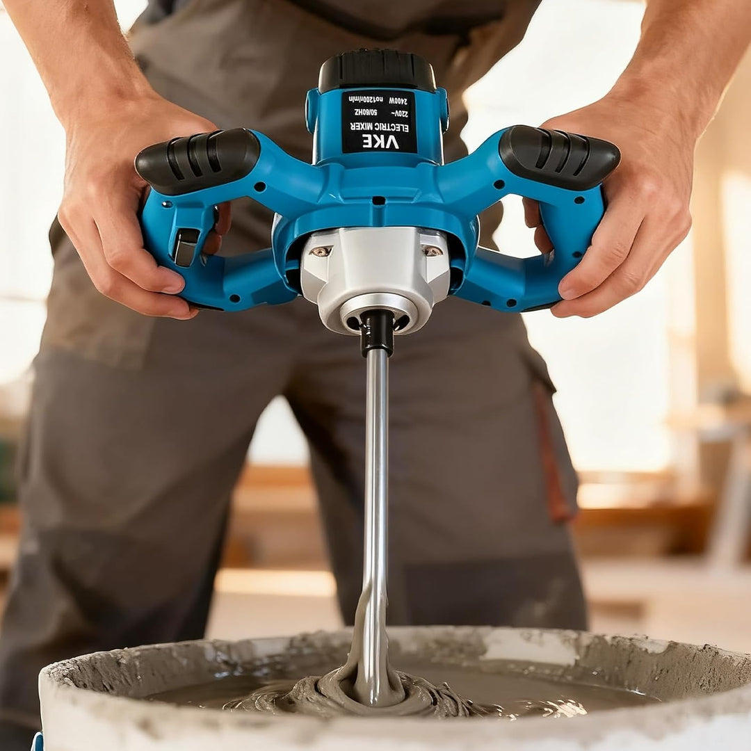 VKE Mörtelrührer, 2400W Rührwerk 6 Gang, Max. 1200 r/min Betonrührer mit Festdrehzahlknopf, Elektris