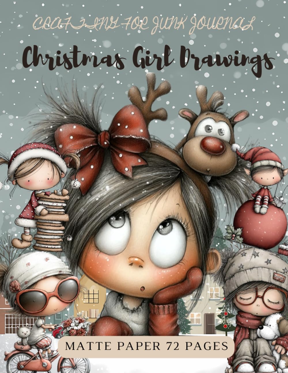 Crafting for Junk Journals Christmas Girl Drawings Ephemera Book: High Quality Images Of Peoples, Fo