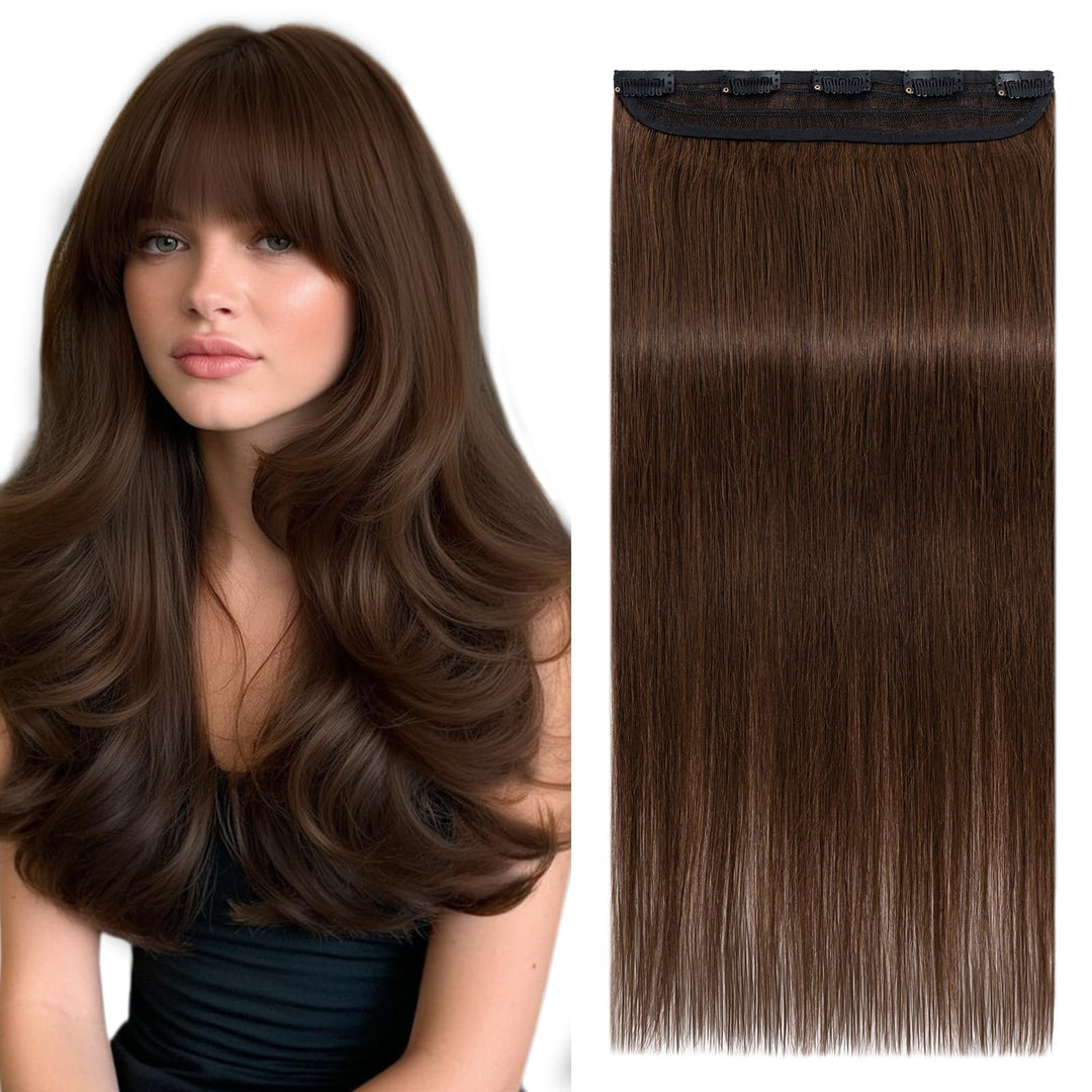 S-noilite Clip In Extensions Echthaar Mittelbraun Real human hair 1 pieces 5 clips Haarverlängerunge
