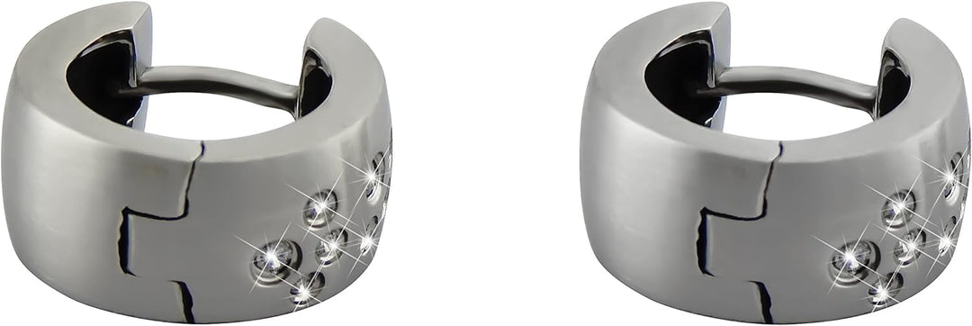 Hanessa Ohr-Ringe aus Edelstahl Damen-Schmuck aus hochwertigem 316L Stahl " In Silber rund mit Zirko