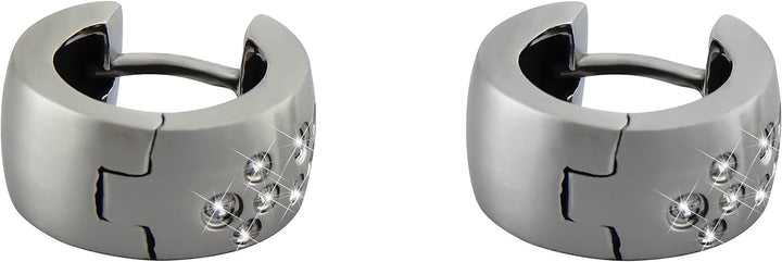 Hanessa Ohr-Ringe aus Edelstahl Damen-Schmuck aus hochwertigem 316L Stahl " In Silber rund mit Zirko