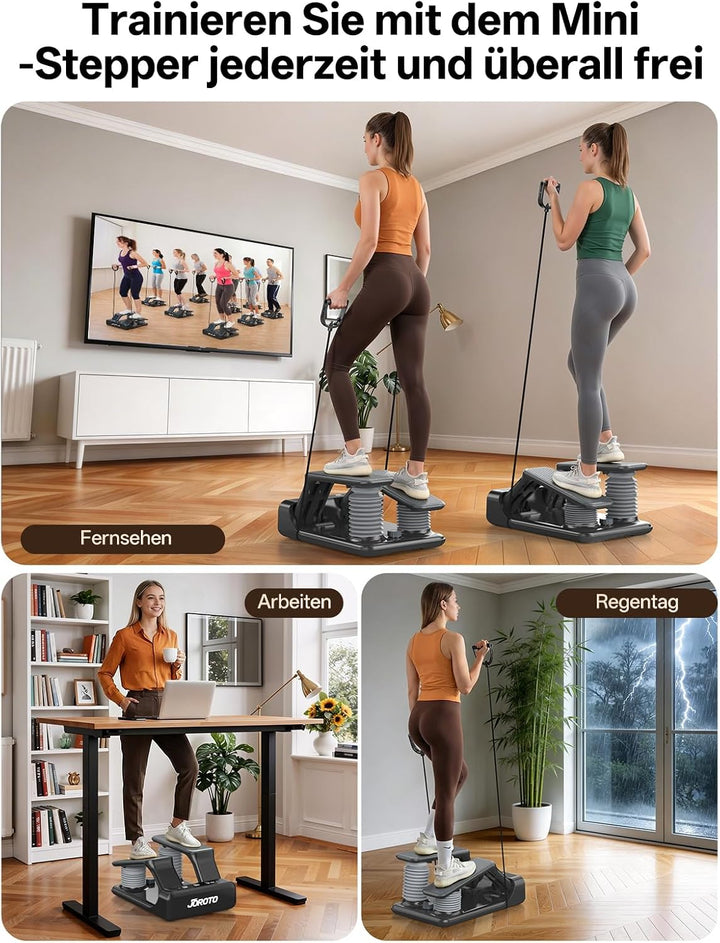 JOROTO Air Resistance Stepper für Zuhause, Mini Stepper mit 5-stufig Einstellbarer Intensität + Bänd