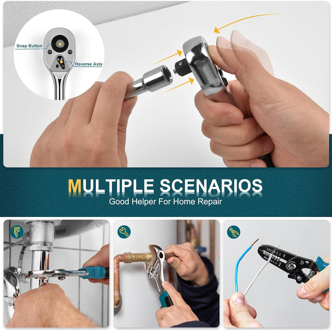 GoYwato Werkzeugkoffer Gefüllt Profi 287-tlg - Werkzeugkasten Gefüllt Werkzeug Set für Haushalt mit