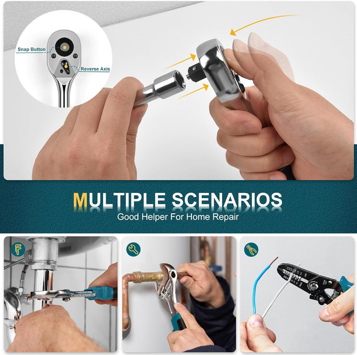 GoYwato Werkzeugkoffer Gefüllt Profi 287-tlg - Werkzeugkasten Gefüllt Werkzeug Set für Haushalt mit