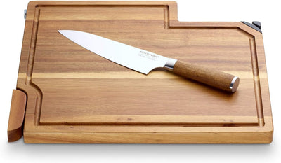 Echtwerk 3 in I Küchenmesser Set/ Schneidebrett aus Akazienholz mit integriertem Messerschärfer und