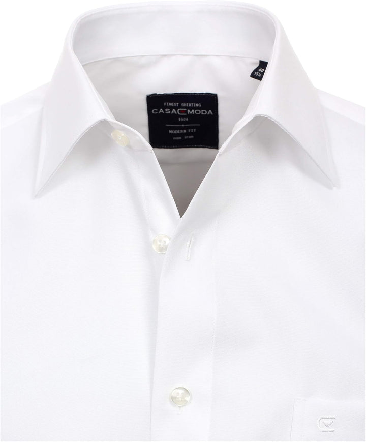 CASAMODA Herren Popeline Hemd uninah 006550 Modern Fit 38 Weiss, 38 Wei&amp;