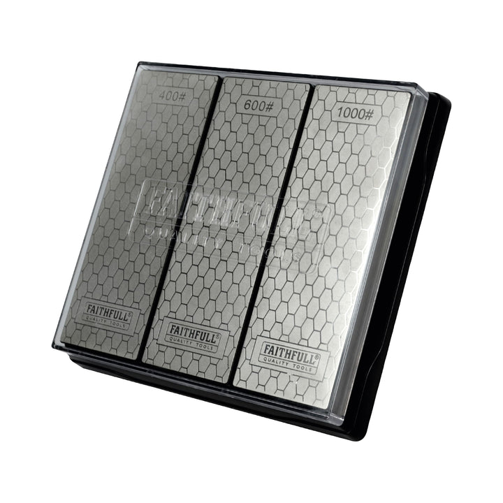 Faithfull FAIDWTRIPLE Diamant-Schleifstein-Set 3 Steine: 400G grob, 600G mittel und 1000G fein, inkl