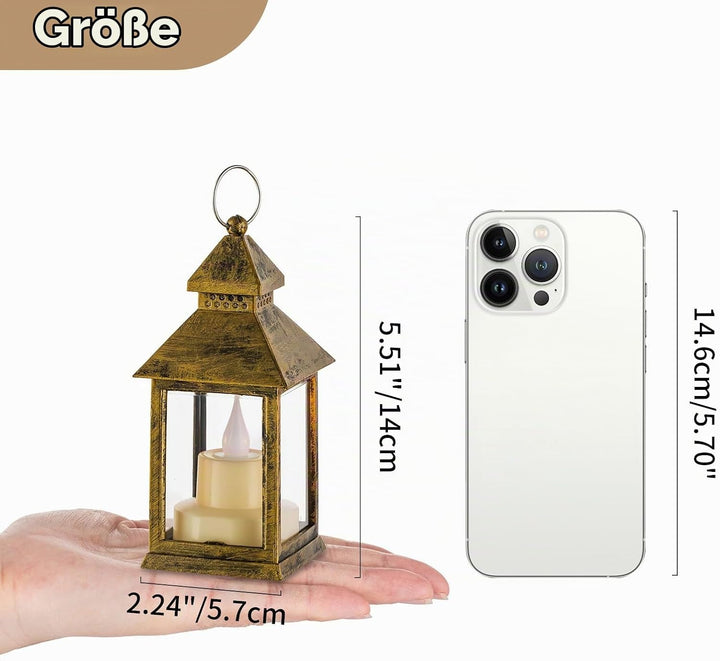 NUPTIO Laterne Kleine Weihnachten Deko - 10er led Teelichter Gold Mini Laternen für Draussen Flacker
