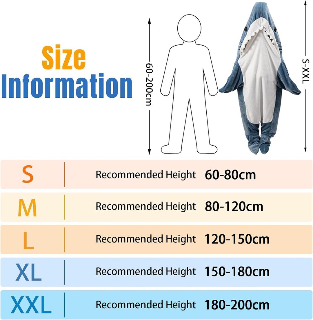 ZOSONET Shark Blanket - Hai Decke - aus Superweichem, Gemütlichem Flanell mit Kapuze, Hai Overall, H