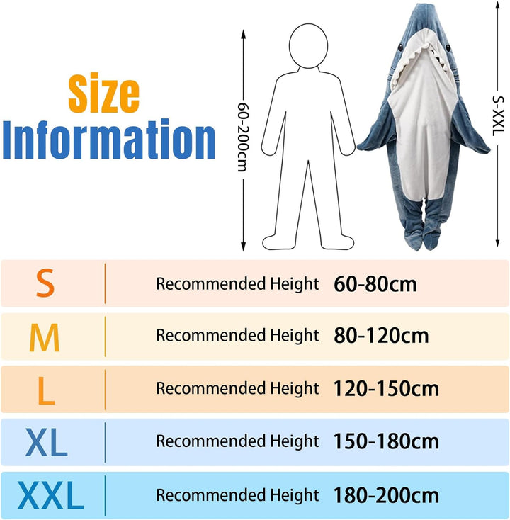 ZOSONET Shark Blanket - Hai Decke - aus Superweichem, Gemütlichem Flanell mit Kapuze, Hai Overall, H