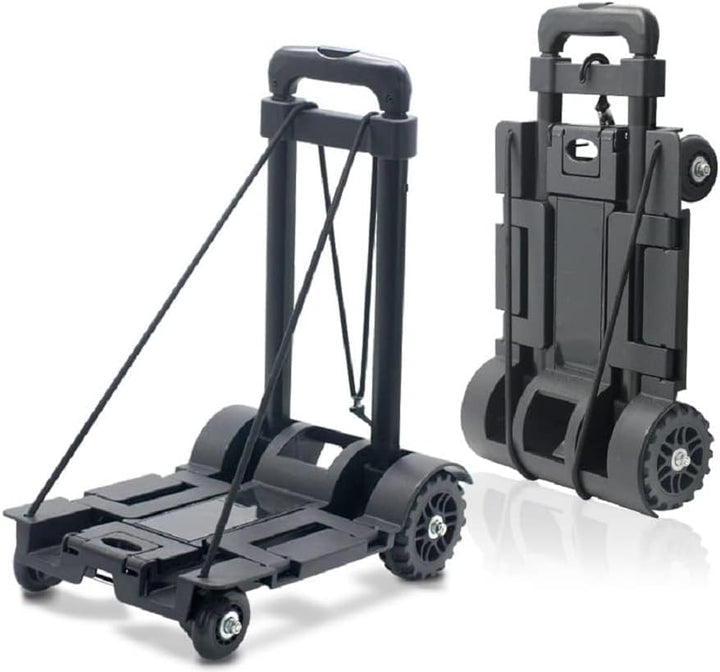 Faltbarer Sackkarre, 65 kg, robuste 4 Räder, tragbare Sackkarre, Leichter Reisewagen mit Bindegürtel