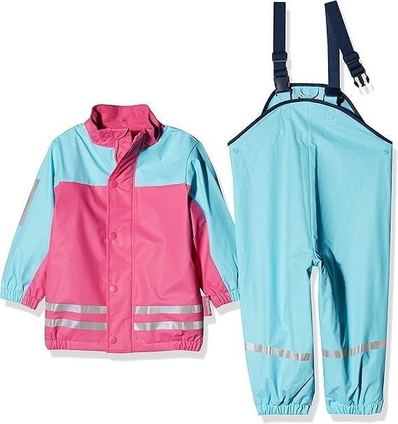 Playshoes Unisex Kinder Regen-Anzug mit Fleece-Futter Warmer Wasserdichter Matschanzug Regenbekleidu