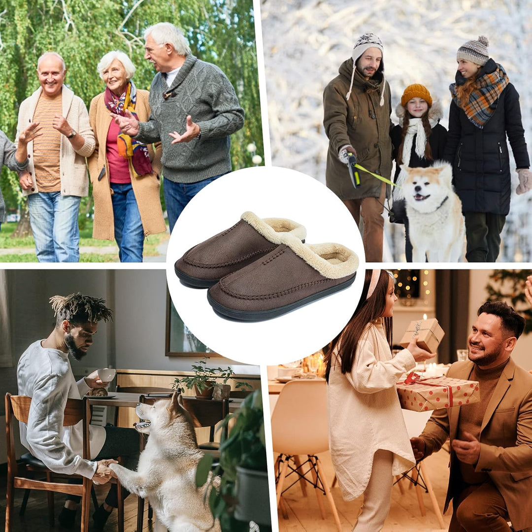 Miqieer Hausschuhe Herren Memory Foam Pantoffeln Warme Winter Plüsch Hüttenschuhe 43/44 EU 570 Kaffe