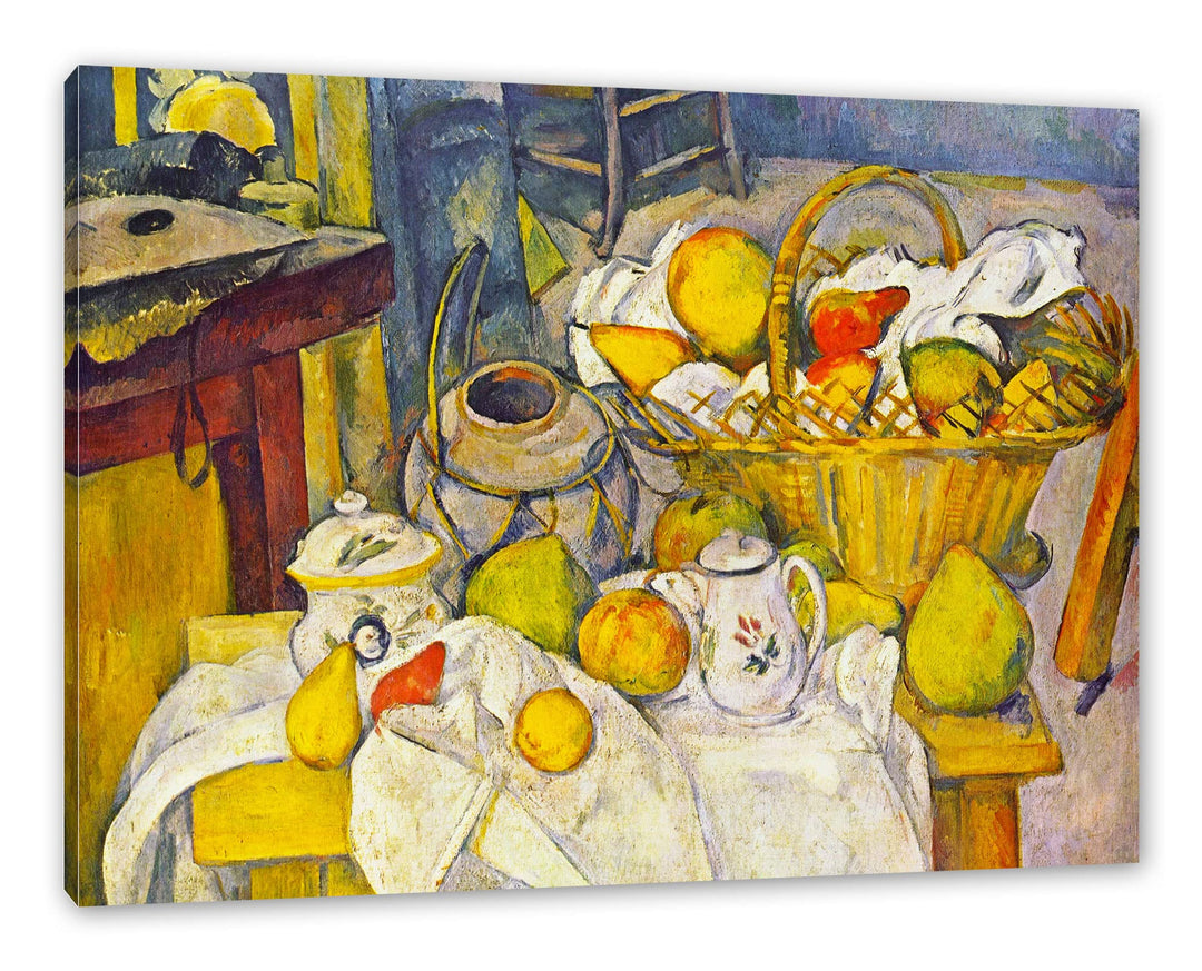 Paul Cézanne - Stillleben mit Korb als Leinwandbild / Grösse: 120x80 cm / Wandbild / Kunstdruck / fe