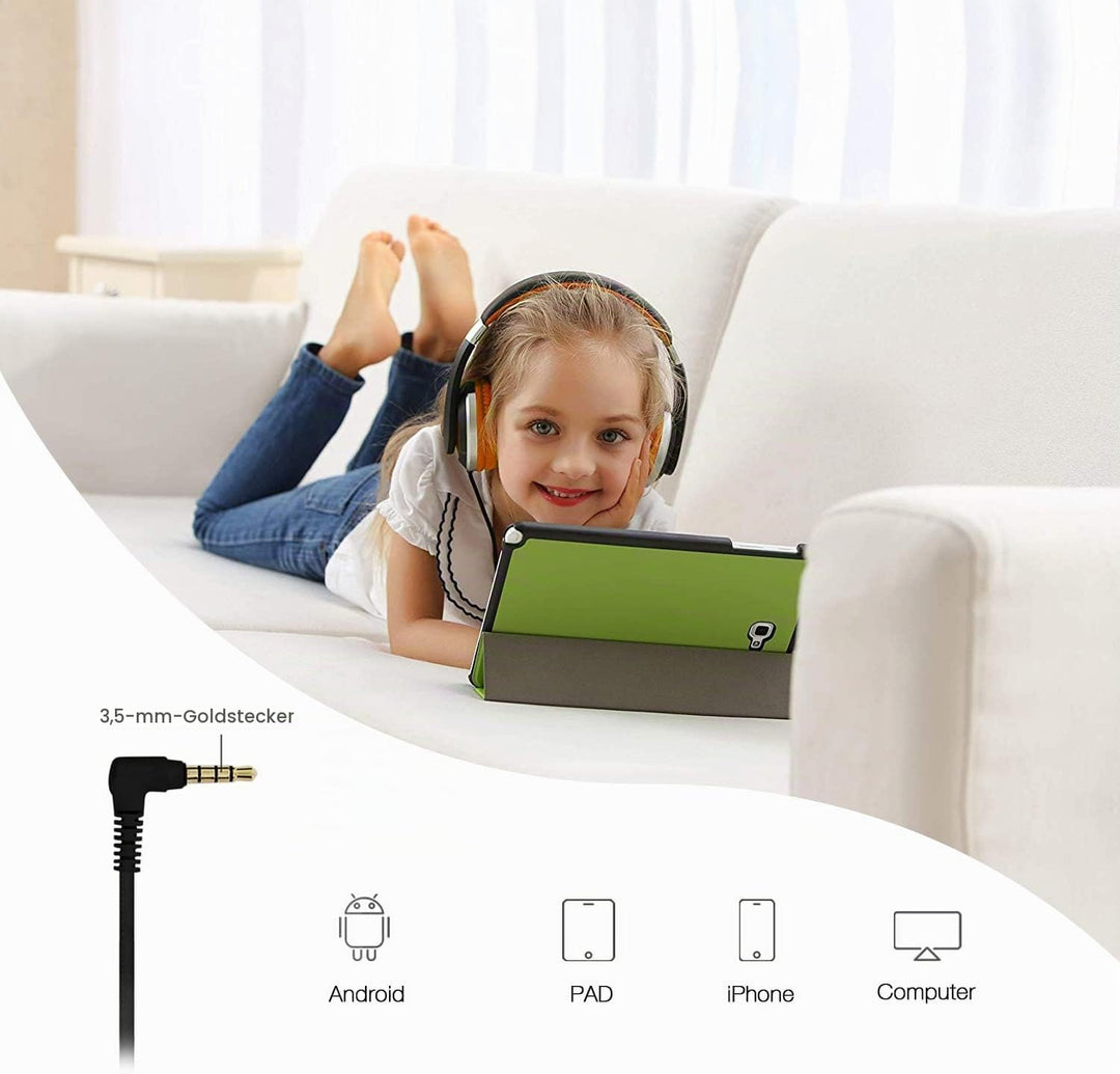 RockPapa I20 Kopfhörer Kinder Schule, Kinder Kopfhörer mit Kabel für Mädchen Junge, HD Mikrofon, Fal