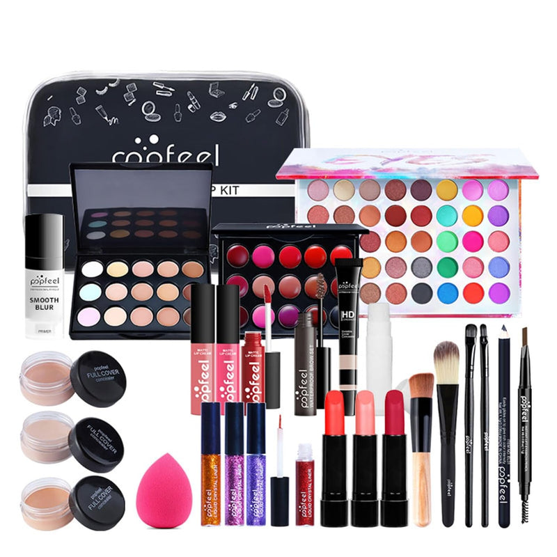 30St Schminkkasten Make-Up Set, Professionelles Kosmetische Schmink Set mit Lidschatten Lippengloss