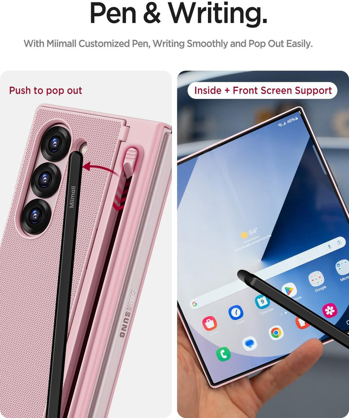 Miimall Kompatibel mit Samsung Galaxy Z Fold 5 Hülle mit S-Pen & Stifthalter, [Anti-SPY Displayschut