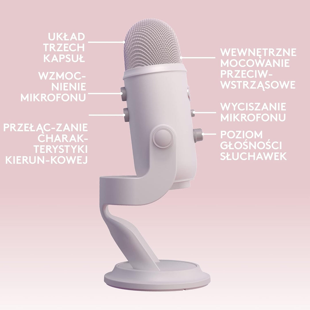Logitech G Blue Yeti USB-Gaming-Mikrofon in Premiumqualität für Streaming, Blue VO!CE-Software, PC,