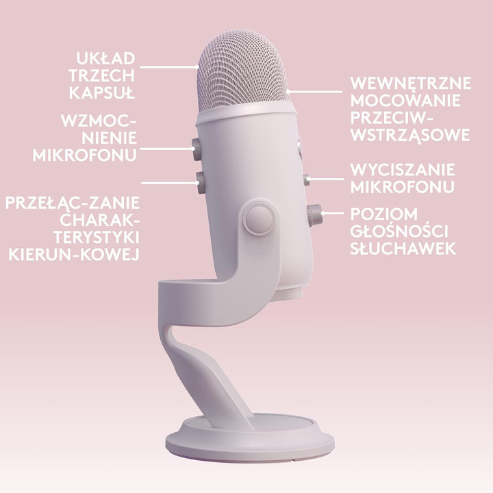 Logitech G Blue Yeti USB-Gaming-Mikrofon in Premiumqualität für Streaming, Blue VO!CE-Software, PC,