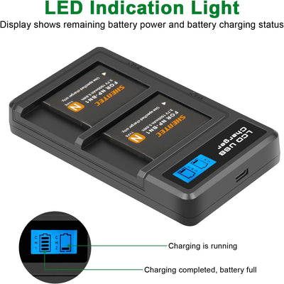 Shentec Lithium-Ionen-Akku NP-BN1 und USB-LCD-Ladegerät für Sony Cyber-Shot DSC-W800, DSC-WX220, DSC