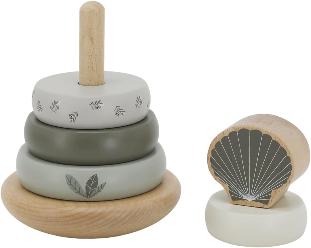 Elefantasie Stapelturm aus Holz personalisierbar mit Name und Datum Baby Geschenk mit Gravur (Oliv),