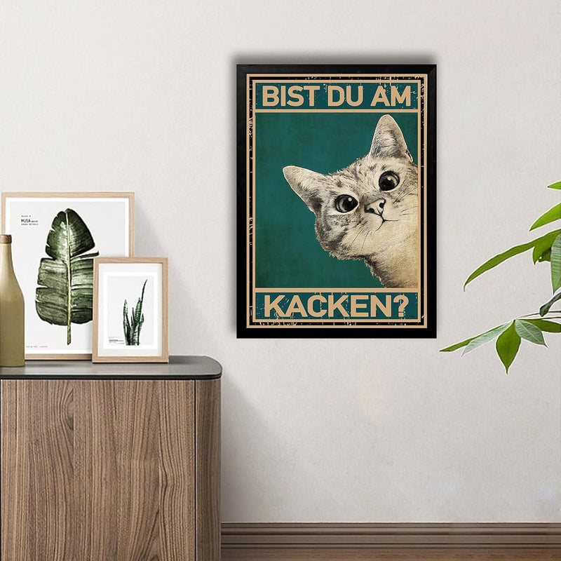 A3 Katze Bild Poster, Bist du am kacken Badezimmer Bilder, Vintage Lustige Wanddekoration für Bad WC