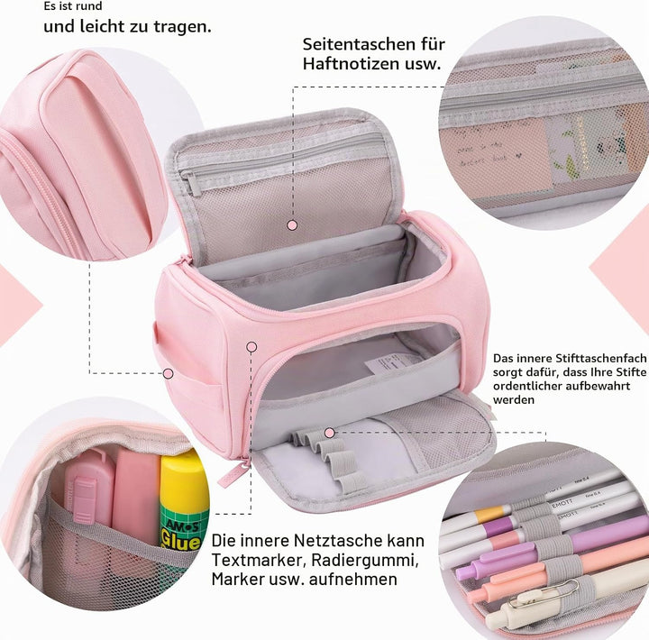 HVOMO Federmäppchen mit grossem Fassungsvermögen, hohe Aufbewahrungstasche, Marker, Stifte-Etui, ein