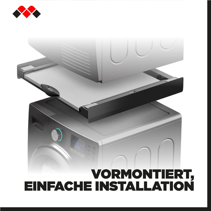 Meliconi, Torre Dark, Universal-Wäschetrockner-Zwischenbaurahmen, FSC®, ausziehbare Holzablage aus F