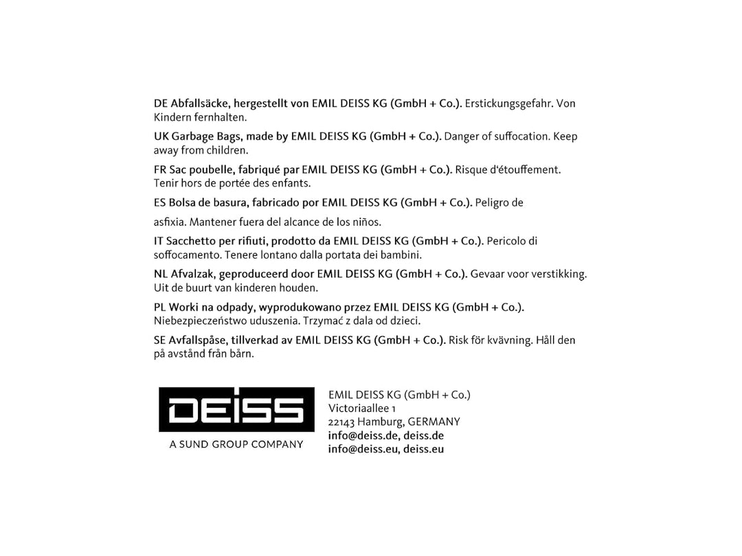 DEISS PREMIUM Abfallsack 70 Liter, grün, Typ 60 (1 Karton = 250 Säcke)