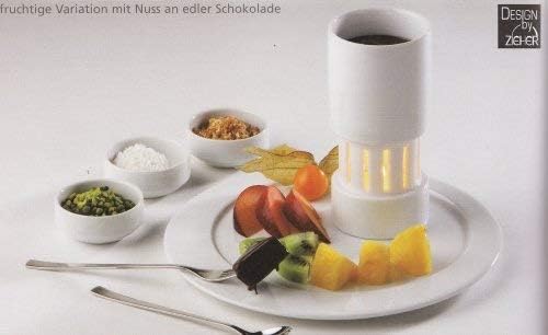 Fondue-Set 2 teilig für Teelicht in weissem Porzellan 1 Set