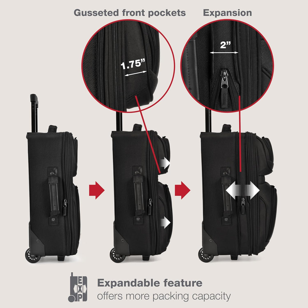 Rio Rugged Fabric Erweiterbares Handgepäck-Set 2 Wheel Schwarz, 2 Wheel Schwarz