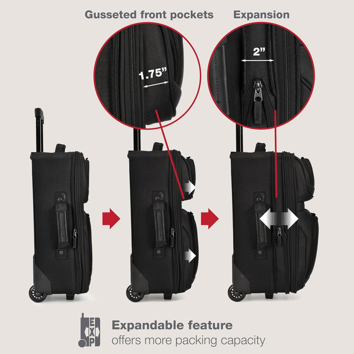 Rio Rugged Fabric Erweiterbares Handgepäck-Set 2 Wheel Schwarz, 2 Wheel Schwarz