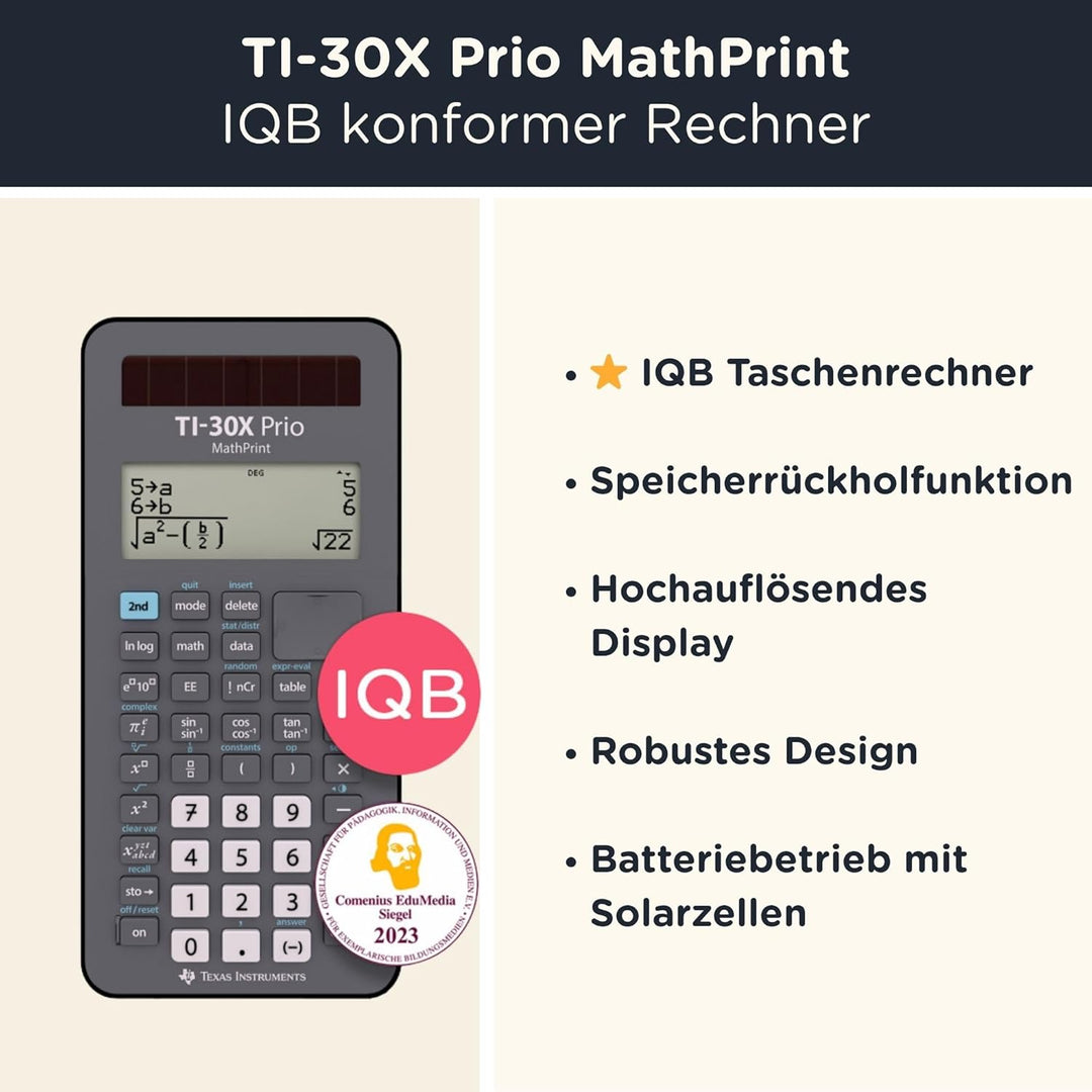 CALCUSO Sparpaket: TI-30X Prio MathPrint + WYNGS Schutztasche blau + Erweiterte Garantie von CALCUSO