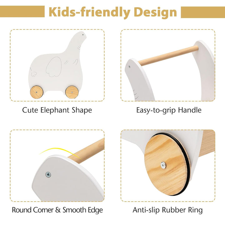 LIFEZEAL Lauflernwagen Holz, Gehfrei Lauflernhilfe Baby mit Stauraum, Spielzeugwagen mit Rädern, Bab