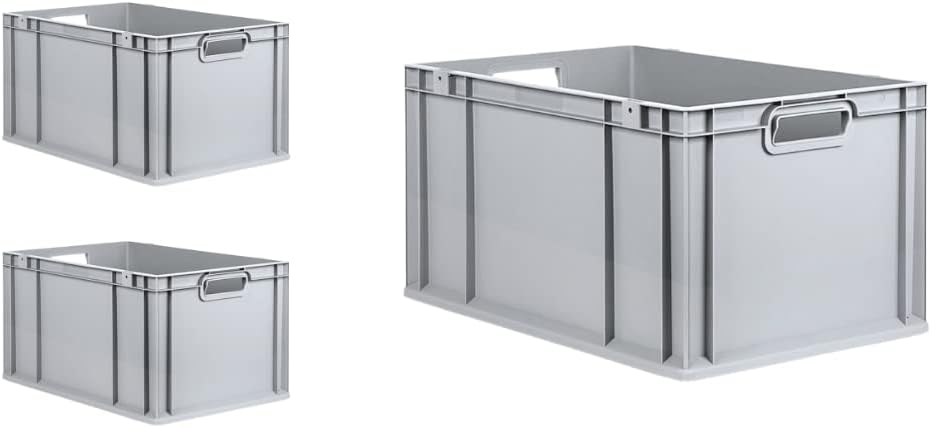PROREGAL SuperSparSet 3x Eurobox NextGen Grip | HxBxT 32x40x60cm | 65 Liter | Griffe offen | Verstär