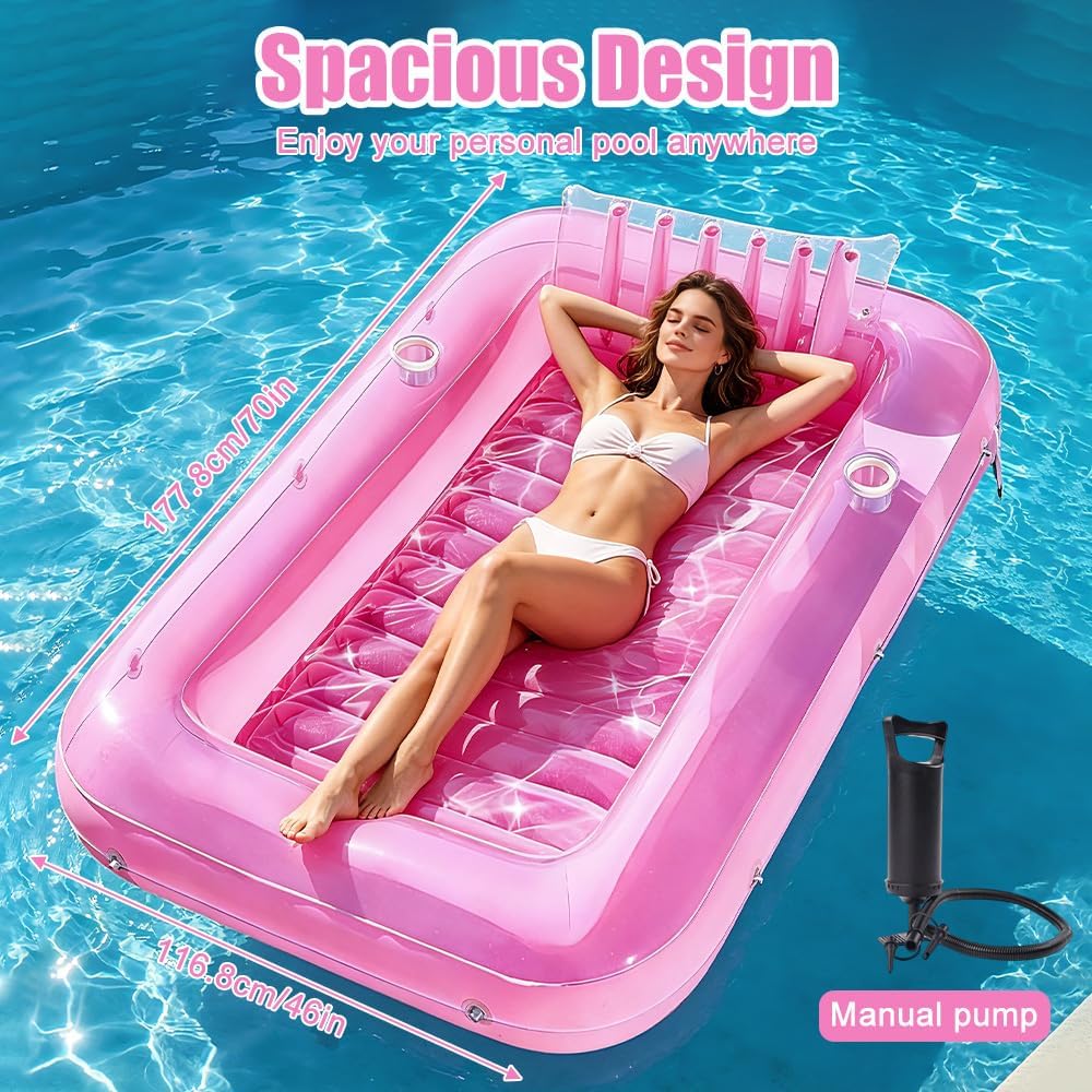 178x116cm Aufblasbare Tanning Pool mit Kühler Aufblasbarer Sonnenpool, Tanning Pool Luftmatratzte Po