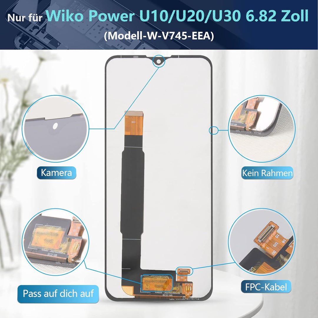 RongZy Kompatibel mit Wiko Power U10 / U20 W-V750BN / U30 Ersatz Bildschirm LCD Display und Touchscr