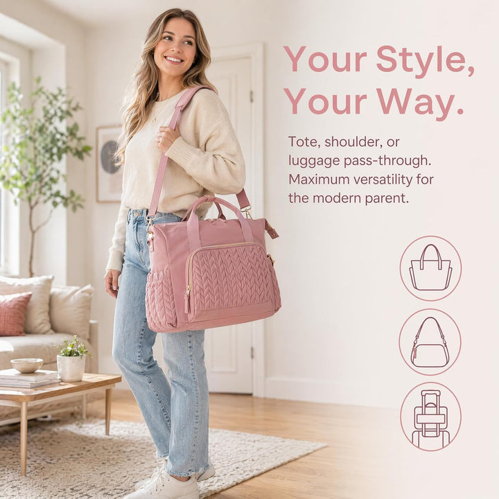 Voxlara Wickeltasche mit Schnullertasche und Wickelunterlage, Grosse Reisewindeltasche, Geräumige Re
