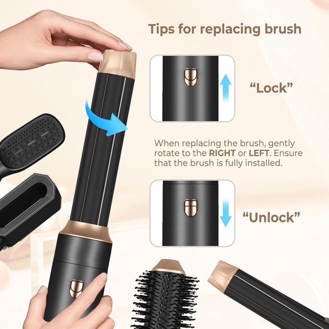 Haarstyler 6 in 1, 1000w Hairstyler Air Styler Pro Föhn Haarstyling Geräte, Rundbürstenföhn Ionen Lo