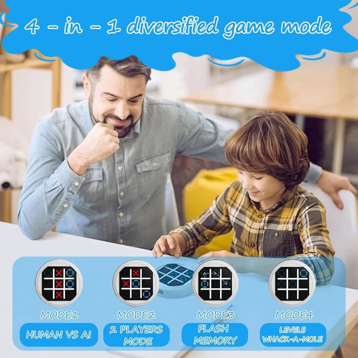 Tic Tac Toe Spiel, 4-in-1 Handheld Puzzle Console, Elektronisch Tic Tac Toe Spiel, for Educational a