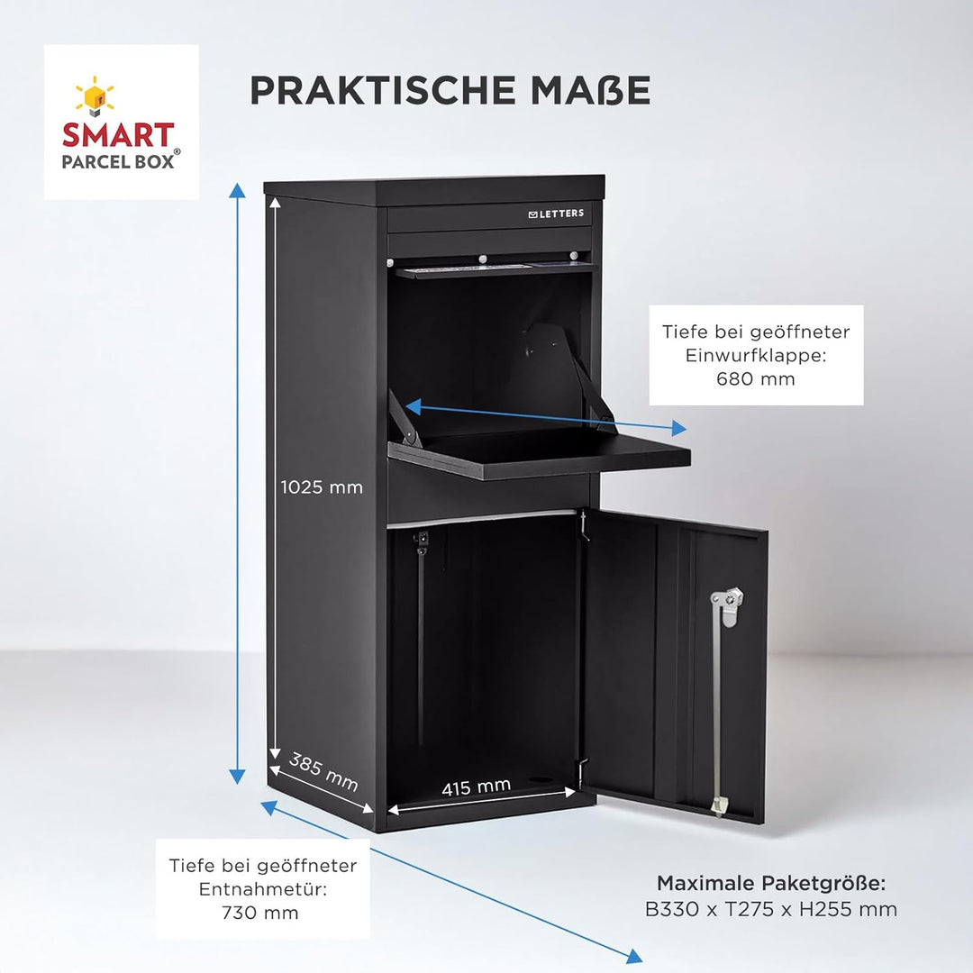 SMART PARCEL BOX Paketbox draussen, Standbriefkasten mit Paketfach, Paketbriefkasten XXL, grosse Pos